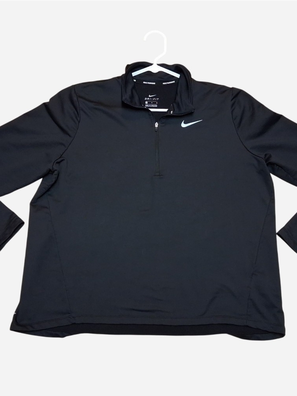 Nike Men's Black Quarter-Zip Performance Pullover with White Swoosh